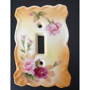 VTG Lefton China Hand Painted Rose Porcelain Light Switch Cover 5067 Scalloped